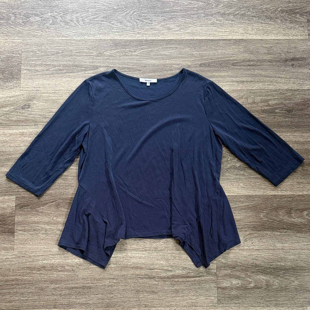 Ro & De X Anthropologie Navy Long Sleeve Women's Top Modal Oversized size Large